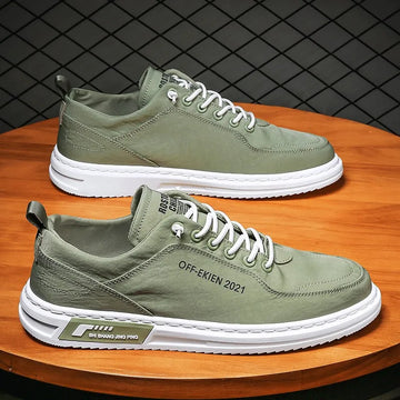 Xajzpa Mens Leather Shoes Fashion Sneakers for Driving Walking Office, Comfortable Men Slip on Skate Flats Non Slip Youth Shoe 2025